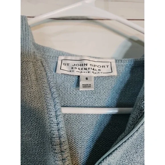 St. John 2 Piece Set Pants And Jacket Women Blue Color Full Zip Wide Leg Size S - Picture 2 of 13